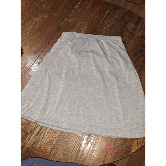 6/8 Tracy Porter Grey Pink Cream Short Sleeve VNeck Metallic Velour Velvet Dress - Picture 3 of 4